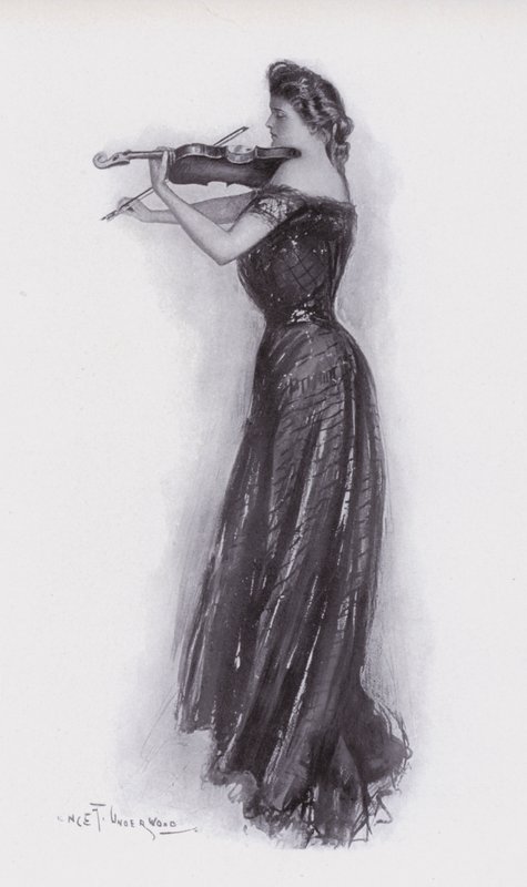 Žena hrající na housle od Clarence F. Underwood