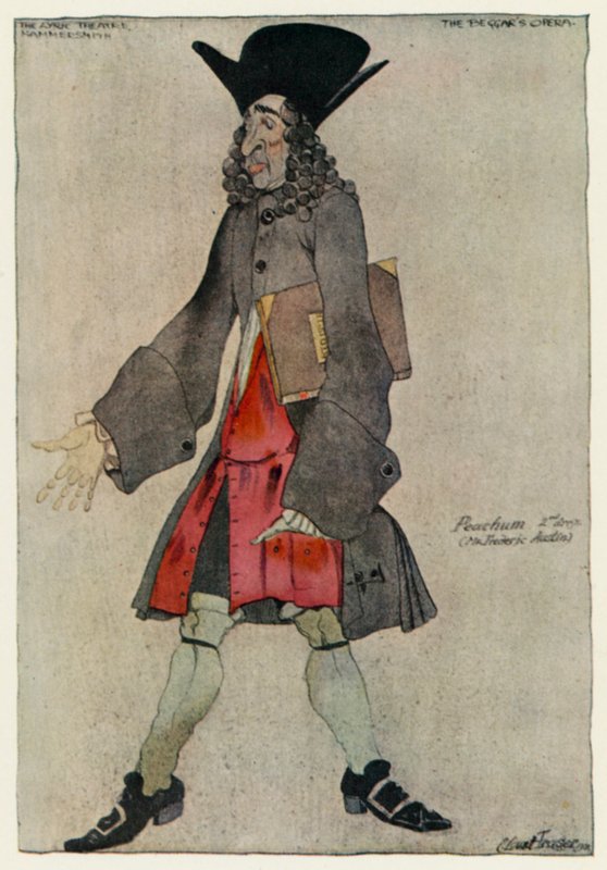 Žebrácká opera, Peachum (barevné lito) od Claud Lovat Fraser