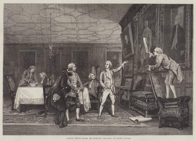 Charles Surface prodává portréty svých předků od Claude Andrew Calthrop