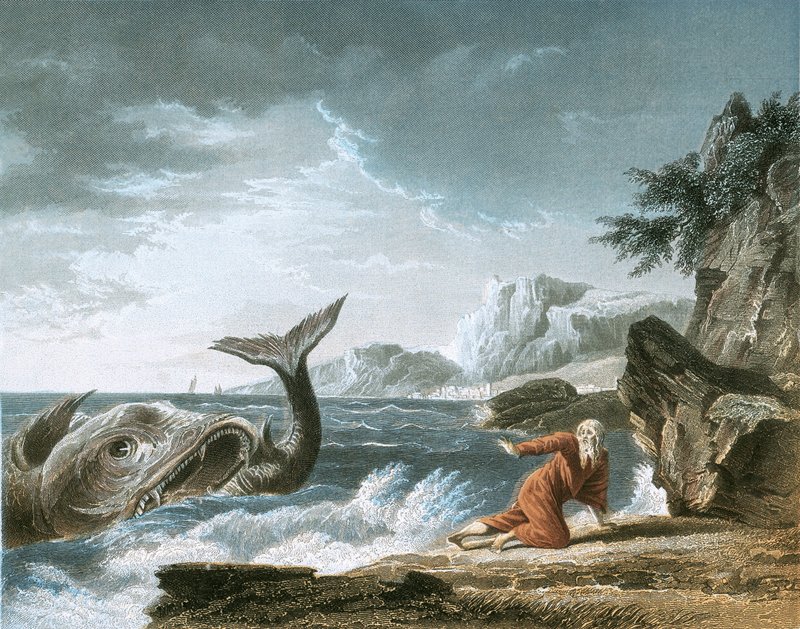 Jonáš byl vyzvracen velrybou na suchou zem od Claude Joseph Vernet
