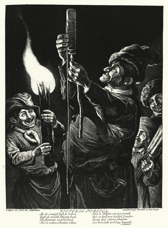 Veřejnost vyjadřující svou radost z dobytí Namuru anglickým Williamem III od Cornelis Dusart