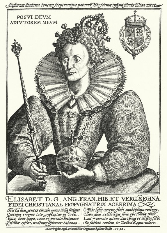 Alžběta I., anglická královna (rytina) od Crispin I de (after) Passe
