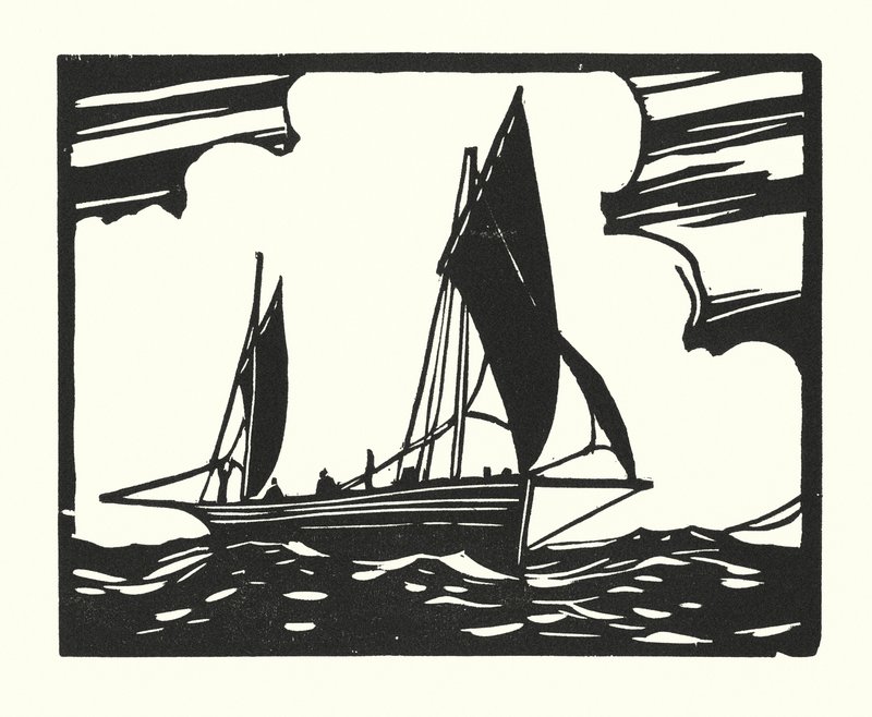Rybářské lodě a bárky: (dřevoryt) od Cyril A. Wilkinson