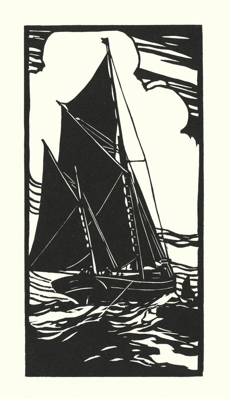 Rybářské lodě a bárky: Brixham Trawler (dřevoryt) od Cyril A. Wilkinson