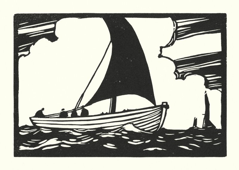 Rybářské lodě a bárky: (dřevoryt) od Cyril A. Wilkinson