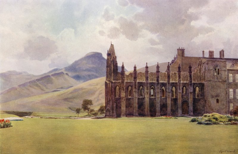 The Abbey Church, nebo Chapel Royal, v Holyrood Gardens (barva litho) od Cyril Ward