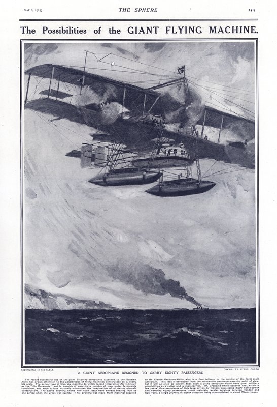 Obří letoun navržený pro přepravu osmdesáti cestujících, 1914 od Cyrus Cuneo