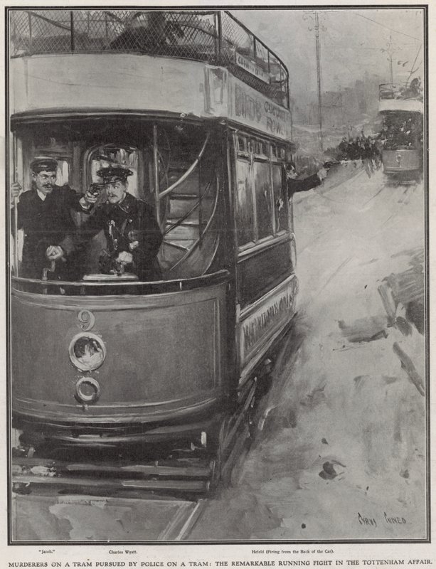 Vrazi v tramvaji pronásledovaní policií v tramvaji od Cyrus Cuneo