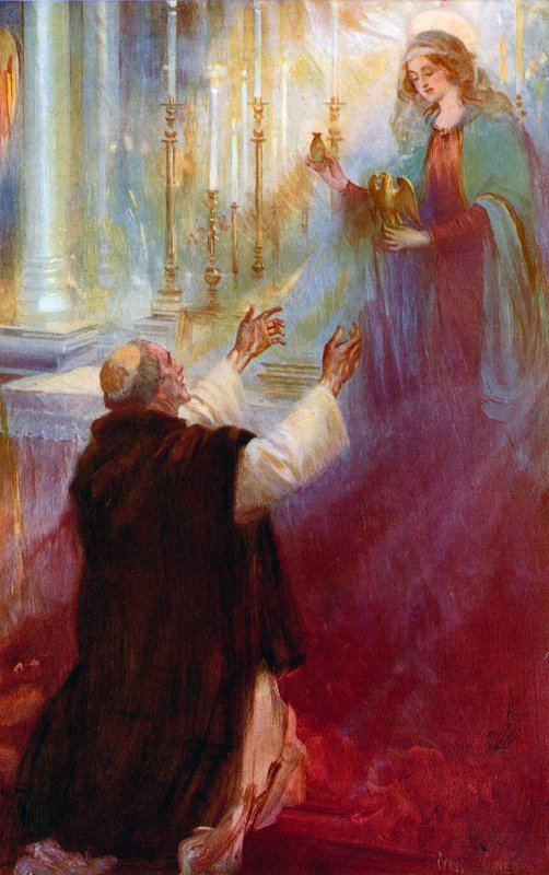 Legenda o korunovačním oleji a ampulce, Panně zjevující se Thomasi A Becketovi od Cyrus Cuneo
