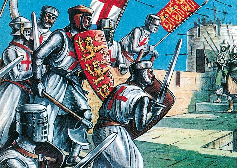 Král Richard I. při dobývání hradeb v Akkonu od Dan Escott