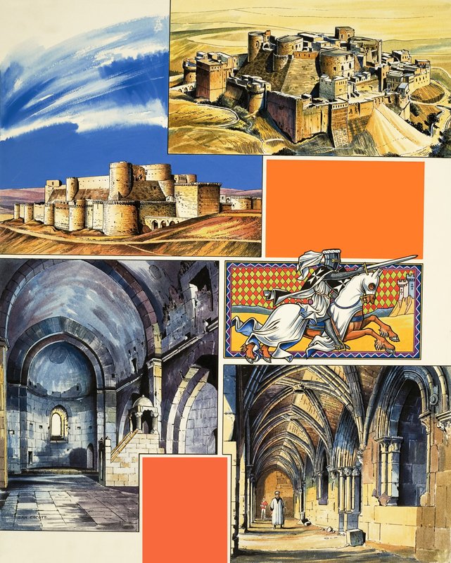 Hrad Le Krak Des Chevaliers v Sýrii (kvaš na papíře) od Dan Escott