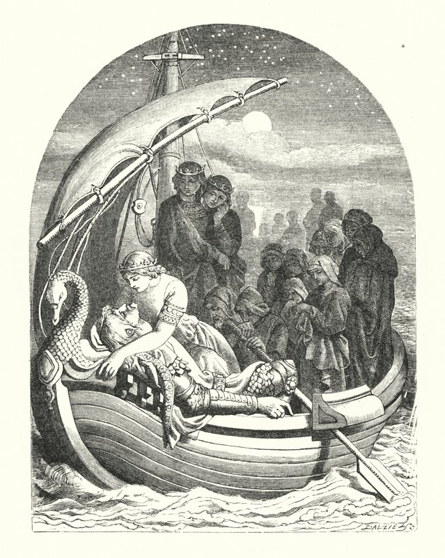 Artušova smrt (rytina) od Daniel (after) Maclise