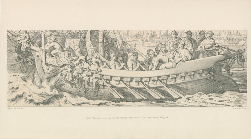 Vévoda William ve své Galley a doprovázen svou flotilou přejíždí do Anglie od Daniel Maclise