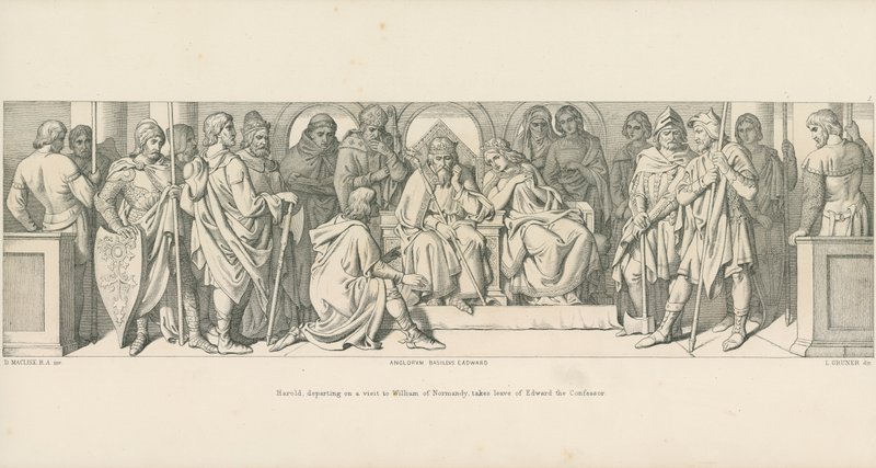 Harold, odjíždějící na návštěvu Viléma z Normandie, se rozchází s Edwardem Vyznavačem od Daniel Maclise