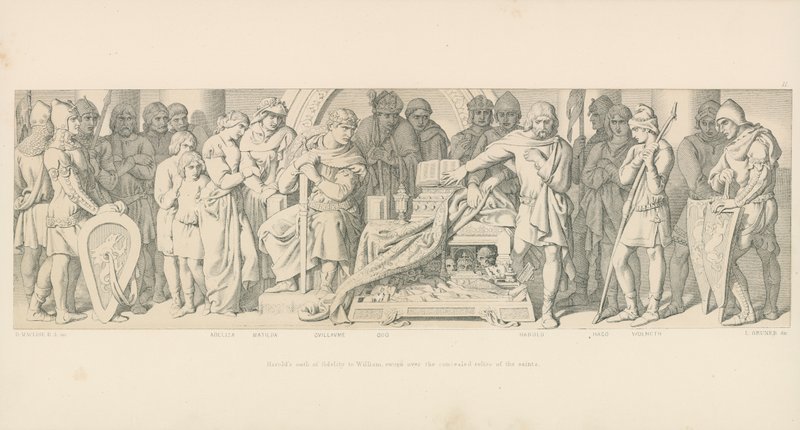 Haroldova přísaha věrnosti Williamovi, přísahaná nad skrytými relikviemi svatých od Daniel Maclise