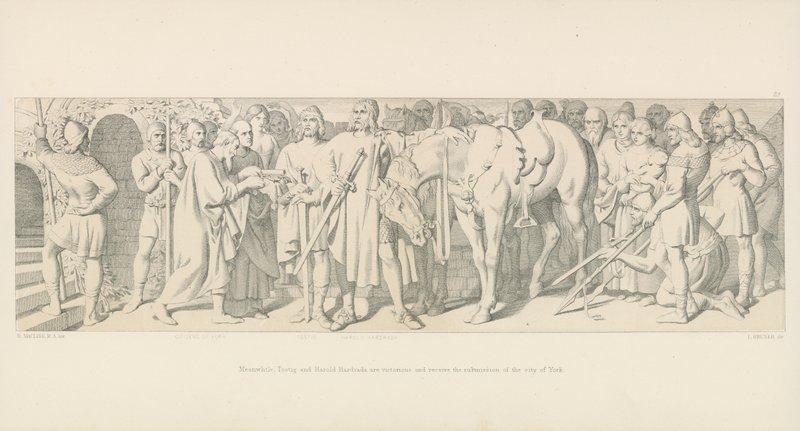 Mezitím Tostig a Harold Hardrada zvítězí a obdrží podrobení města York od Daniel Maclise