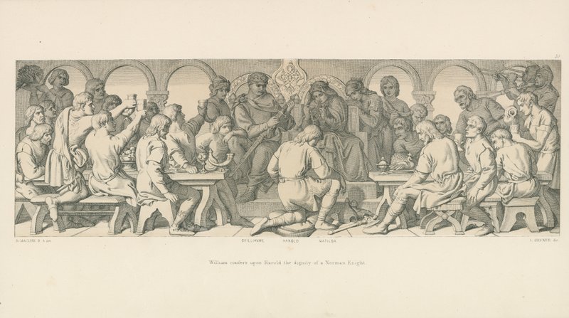 William uděluje Haroldovi důstojnost normanského rytíře od Daniel Maclise