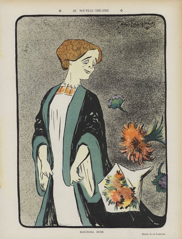 Eleonora Duseová, italská herečka. Ilustrace k filmu Le Rire od Daniel de Losques