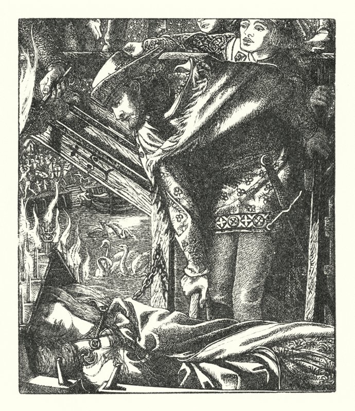 The Lady of Shalott (rytina) od Dante Gabriel (after) Rossetti