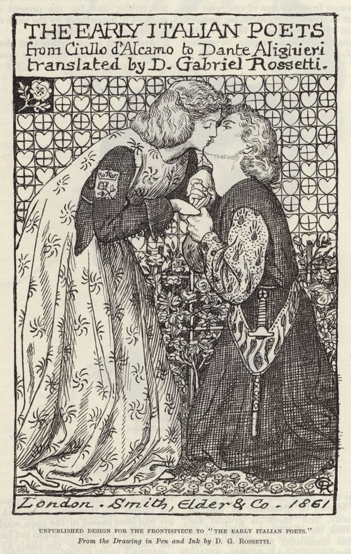 Nepublikovaný návrh frontispisu k The Early Italian Poets od Dante Gabriel Charles Rossetti