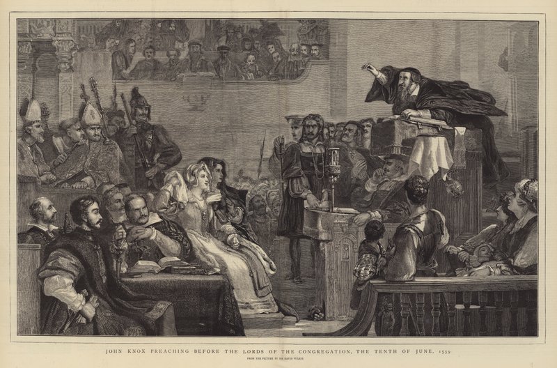 Kázání Johna Knoxe před pány kongregace 10. června 1559 od David Wilkie