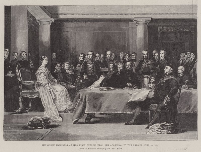 Královna předsedající své první radě po svém nástupu na trůn, 20. června 1887 od David Wilkie