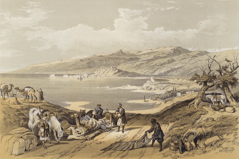 Sidon při pohledu na Libanon (barva litho) od David (after) Roberts