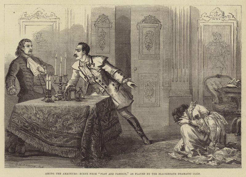 Mezi amatéry, Scéna z Plotu a vášně v podání Blackheath Dramatic Club od David Henry Friston