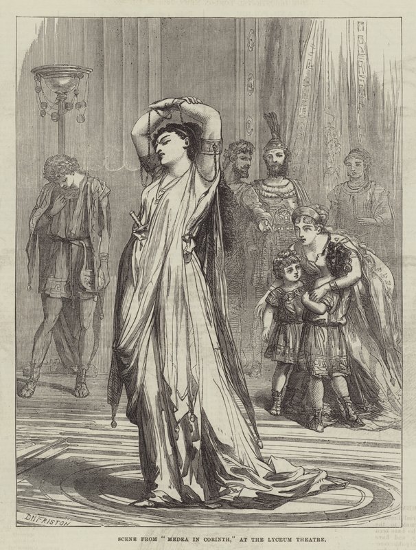 Scéna z Medea v Korintu, v divadle Lyceum od David Henry Friston