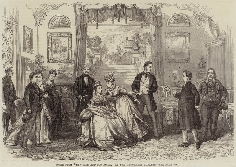 Scéna z New Men a Old Acres, v Haymarket Theatre od David Henry Friston