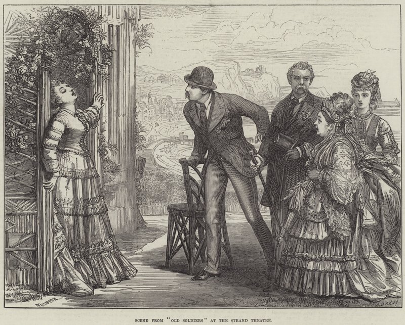 Scéna z představení Old Soldiers v divadle Strand Theatre od David Henry Friston
