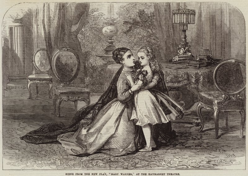 Scéna z New Play, Mary Warner, v Haymarket Theatre od David Henry Friston