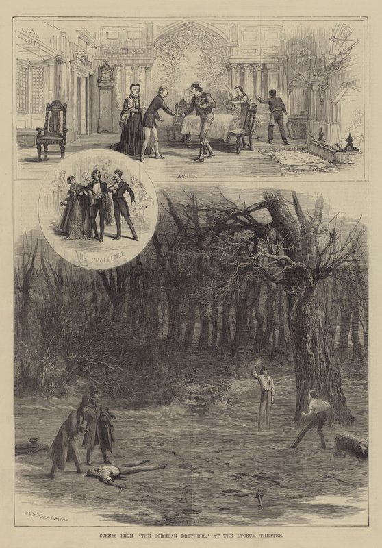 Scény z Korsických bratří v divadle Lyceum od David Henry Friston