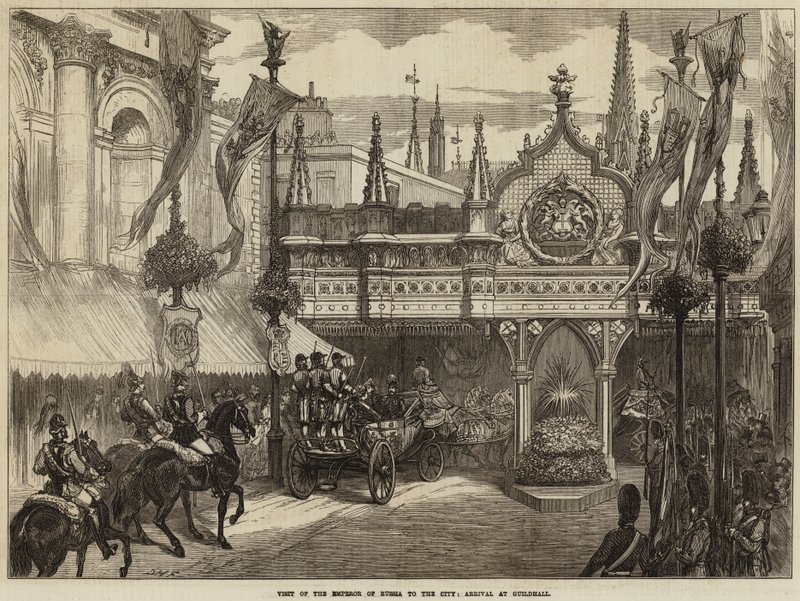 Návštěva ruského císaře ve městě, příjezd do Guildhallu od David Henry Friston