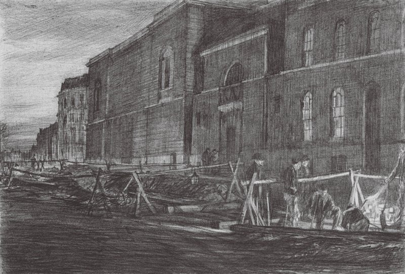 Londýn: Newgate Prison (barevná litografie) od David Muirhead (after) Bone