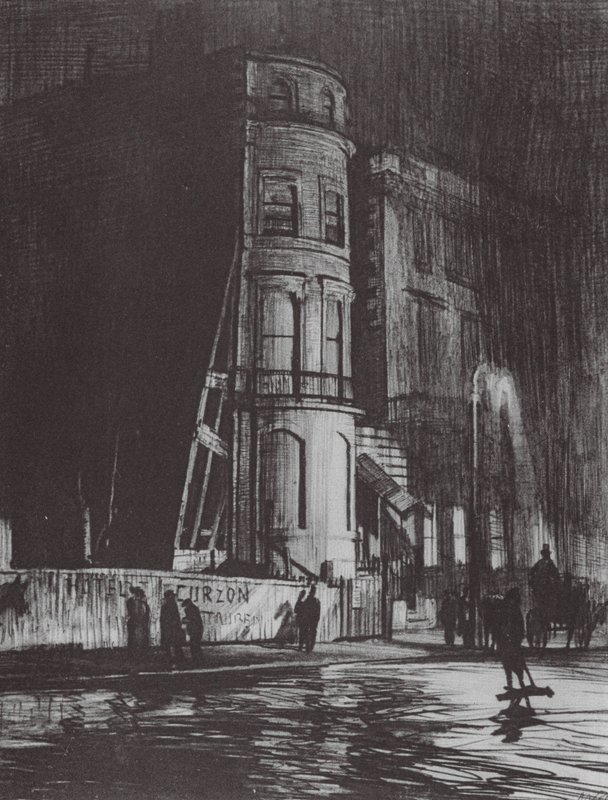 Londýn: Piccadilly, Savile Club (barevná litografie) od David Muirhead (after) Bone