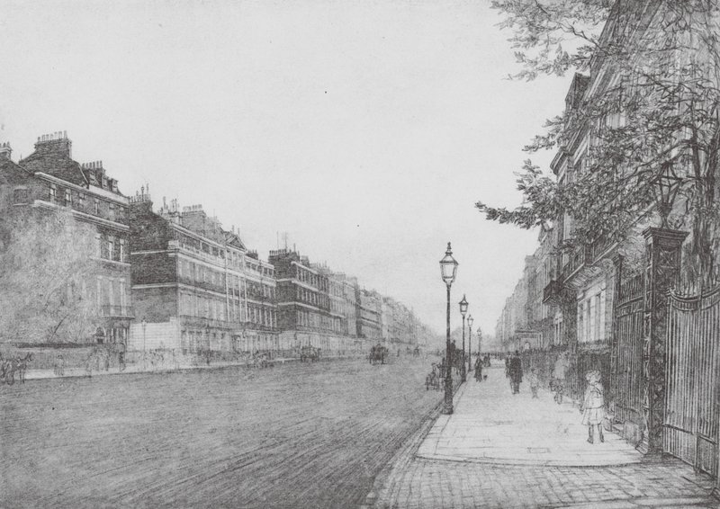 Londýn: Portland Place (barevná litografie) od David Muirhead (after) Bone