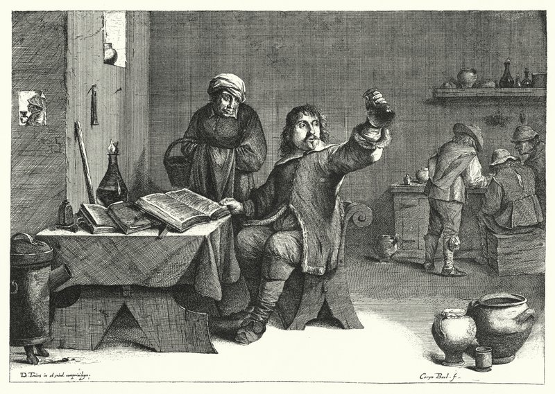 Urine Doctor (rytina) od David the Younger (after) Teniers