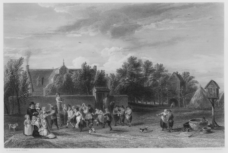 Village Fete, z obrázku v královské sbírce (rytina) od David the Younger (after) Teniers
