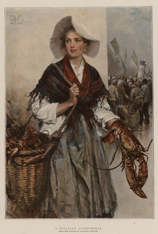 Rybářka Boulogne (chromolitho) od Davidson Knowles