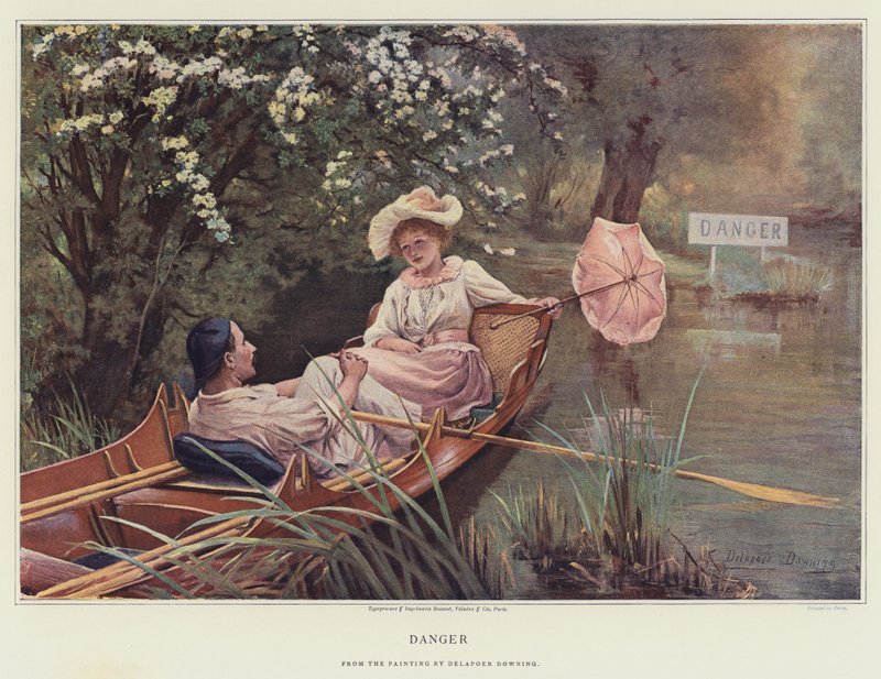 Nebezpečí (chromolitho) od Delapoer Downing