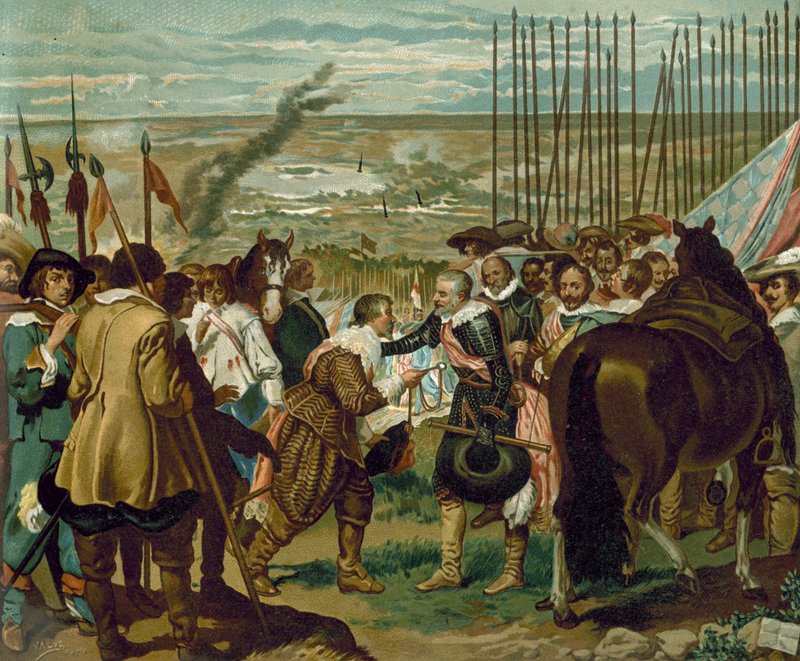 Kapitulace Bredy, Nizozemsko, 1625 (chromolit) od Diego Velázquez