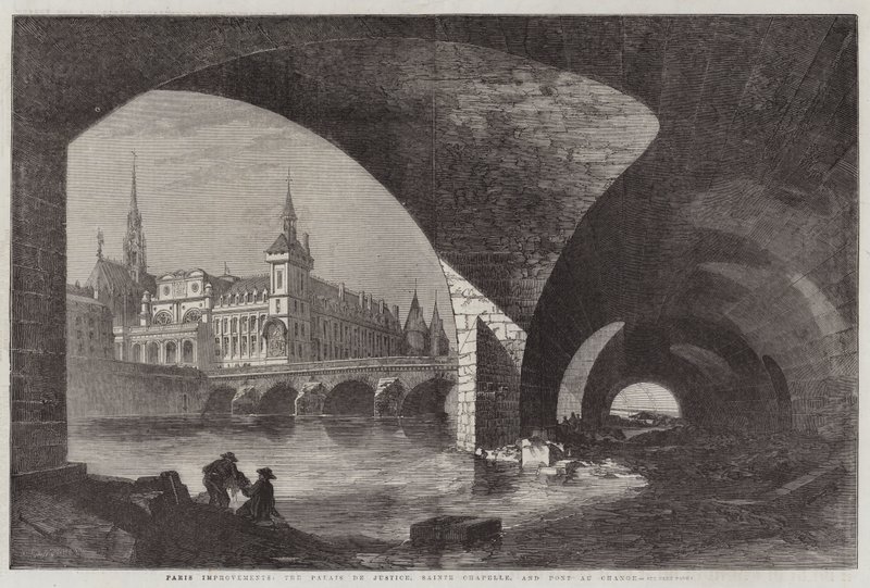 Paris Improvements, Palais de Justice, Sainte Chapelle a Pont au Change od Dieudonne Auguste Lancelot