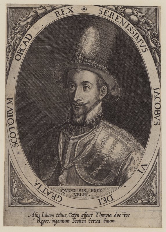 Skotský král Jakub VI. (rytina) od Dominicus or Custodis Custos