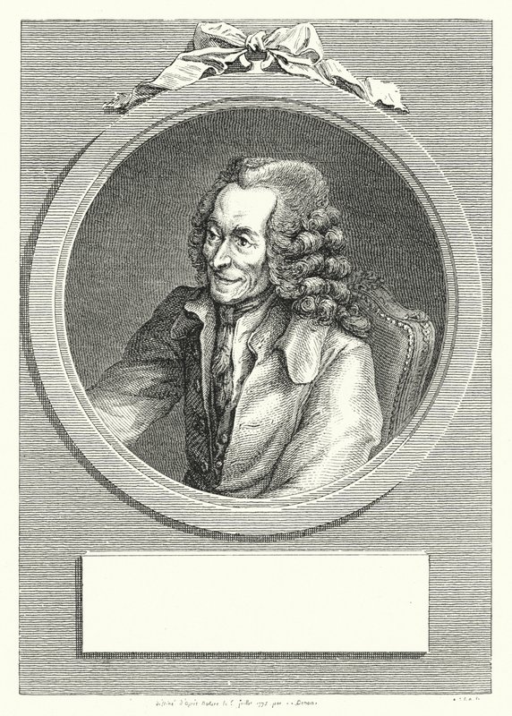 Voltaire, francouzský osvícenský spisovatel a filozof (rytina) od Dominique Vivant (after) Denon