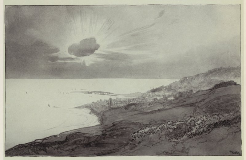 Lyme Regis z Charmouth Hills (litografie) od Donald (after) Maxwell