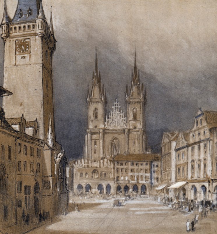 Praha a její radnice (barevné lito) od Donald (after) Maxwell