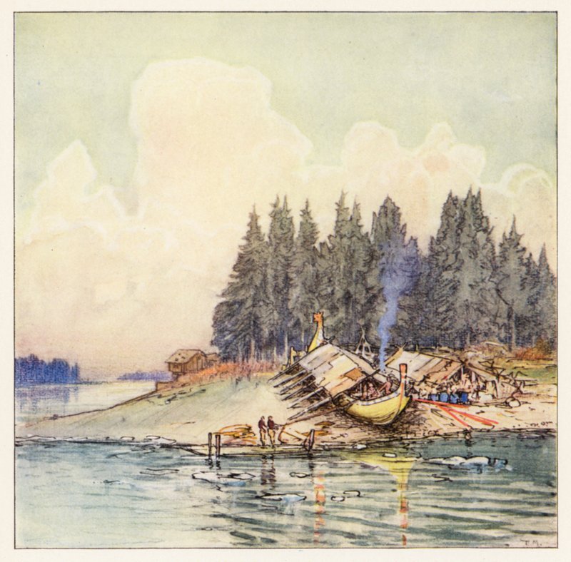 Rudyard Kipling: Kipling Kipling: "Harfová píseň dánských žen" (barevná litografie) od Donald (after) Maxwell