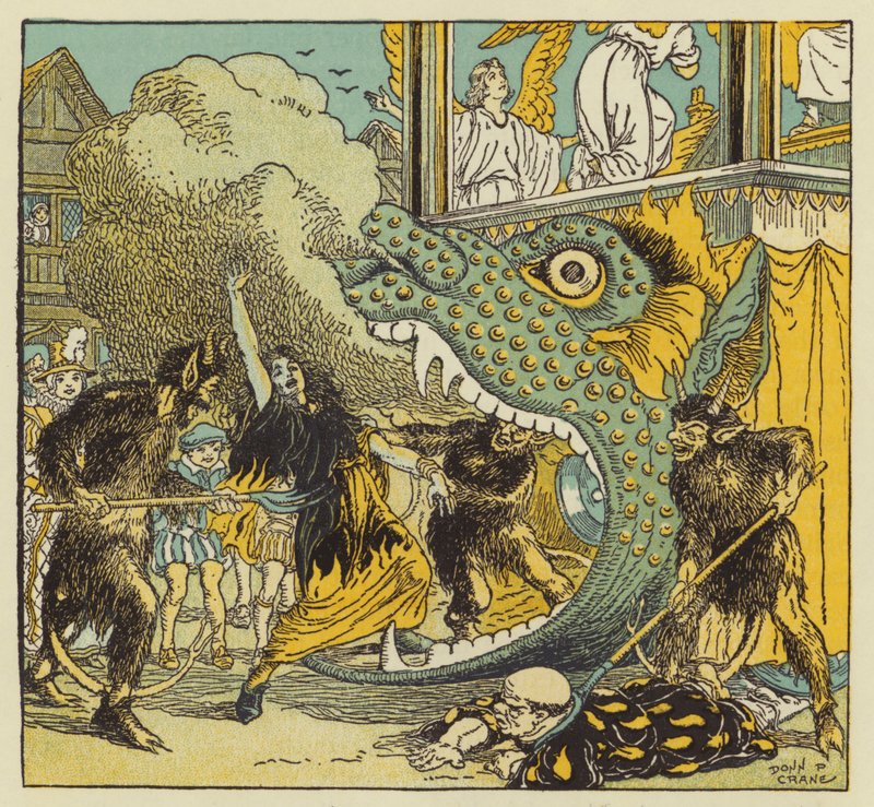 Záhadná hra, jakou viděl William Shakespeare jako chlapec (barevná litografie) od Donn P. Crane
