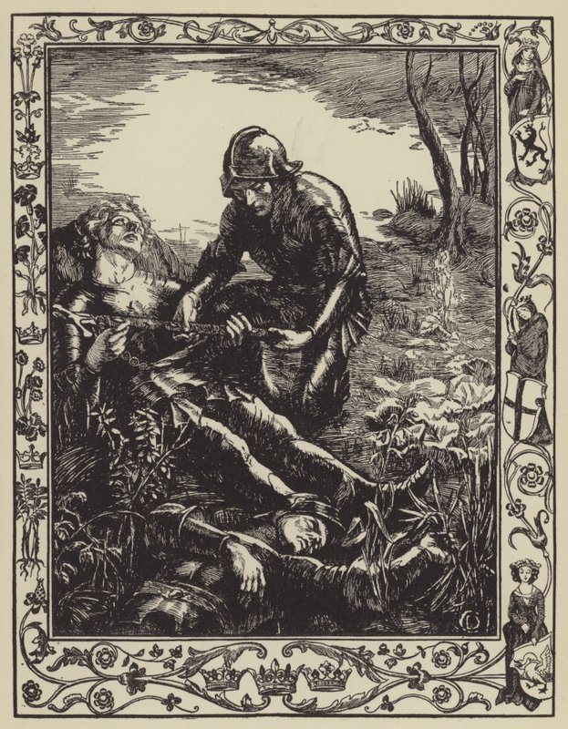 Arthur dává Excalibur siru Bedivere od Dora Curtis